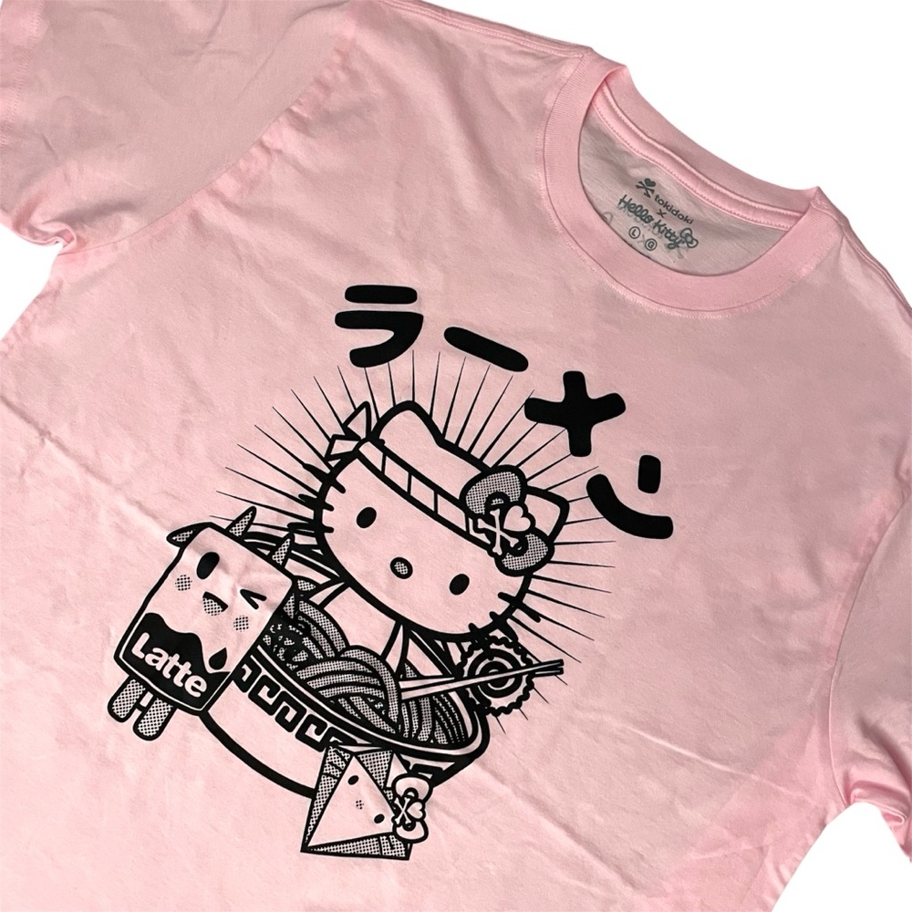 Tokidoki x Hello Kitty Noodle Ramen Foodie Latte Pink Shirt Men’s Large Tee NWT